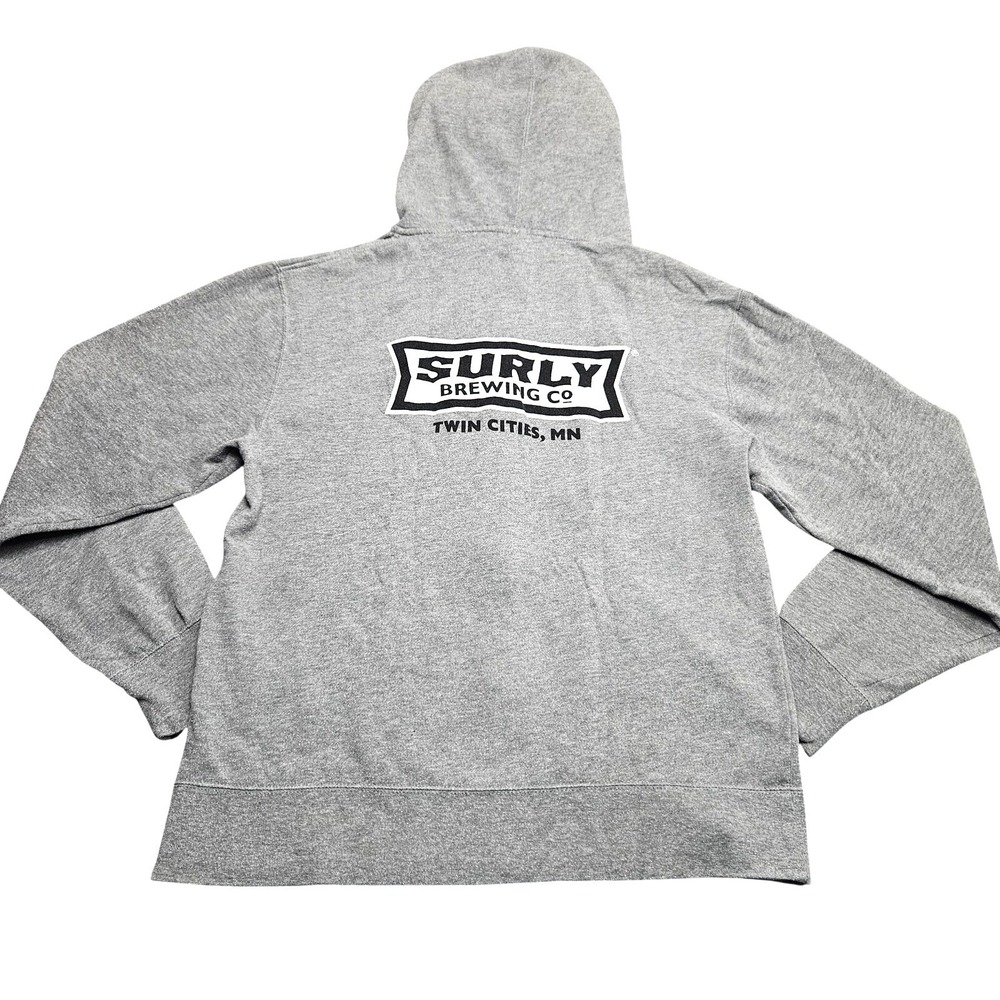 Surly Brewing Zip Hoodie Mens XL Gray Twin Cities Beer MN Brewery Bar Tap Room